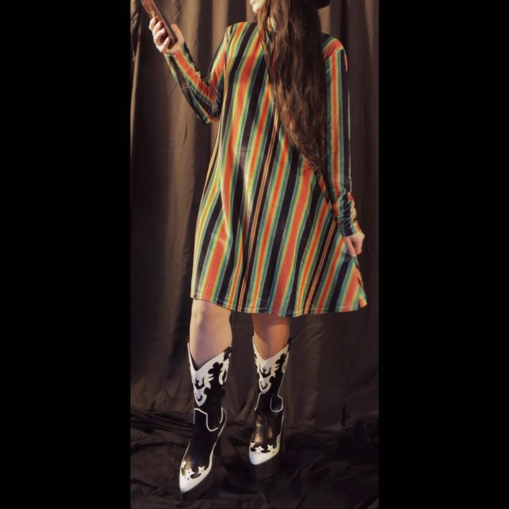 Rainbow Serape Velvet GoGo Dress